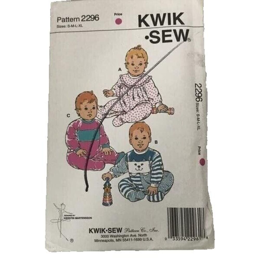 #2296 Kwik Sew childrens Baby jumpsuits, sewing pattern S-XL